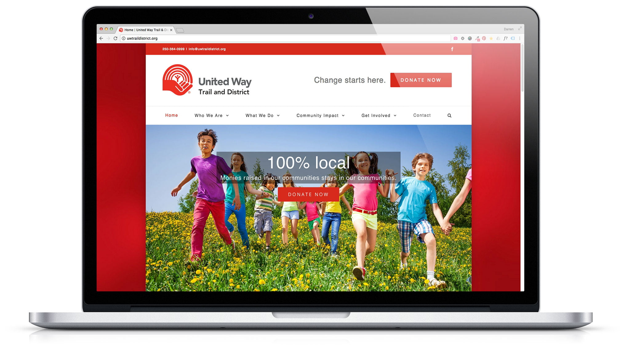 We provided The United Way of Trail & District in Trail BC, the Kootenays with mobile responsive web design