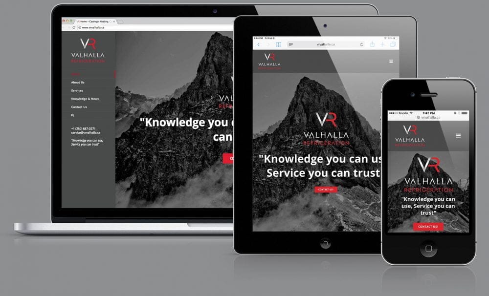 We provided Valhalla Refrigeration in Castlegar BC, the Kootenays this WordPress mobile responsive website