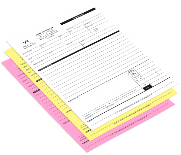 Work order book design and printing in Castlegar BC, the West Kootenays for Valhalla Refrigeration