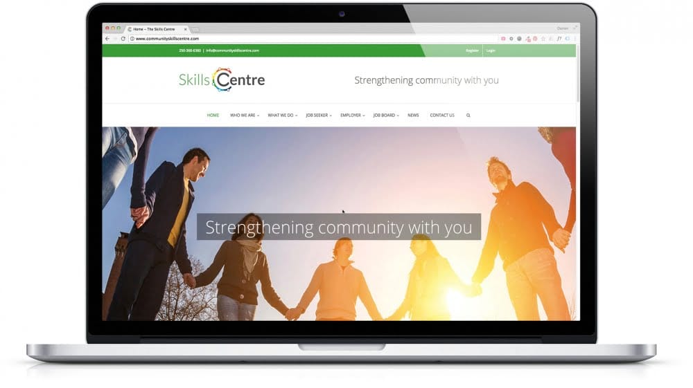 Mobile responsive website home page in Trail B.C. the Kootenays for The Community Skills Centre