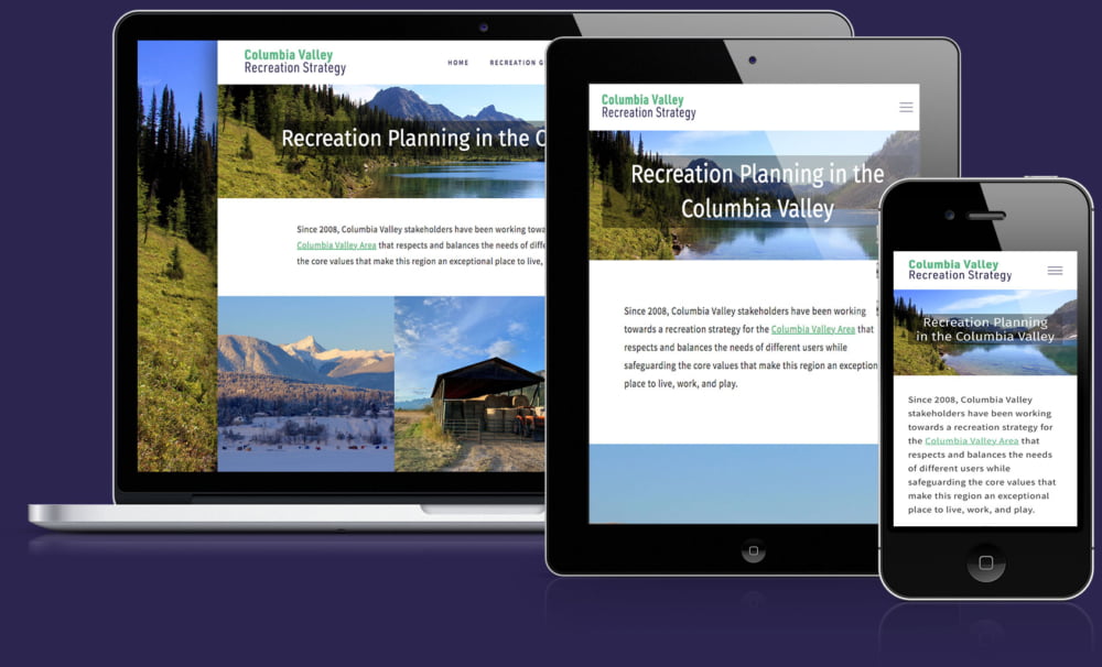 Columbia Valley Recreation BC responsive websites